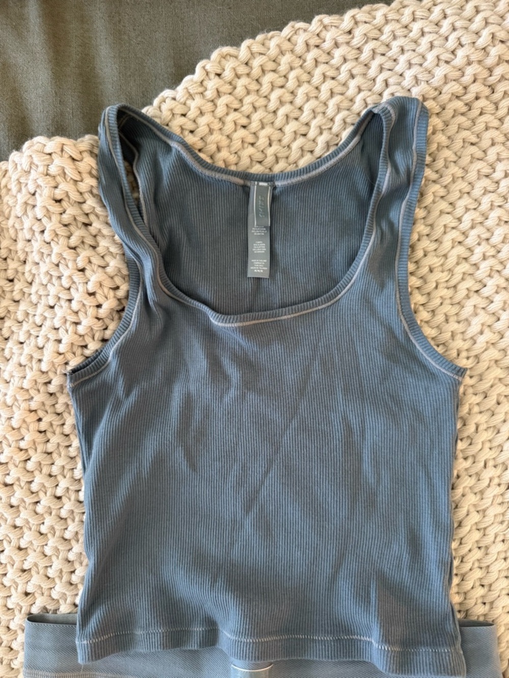 SKIMS Ribbed Tank Top in Slate Blue